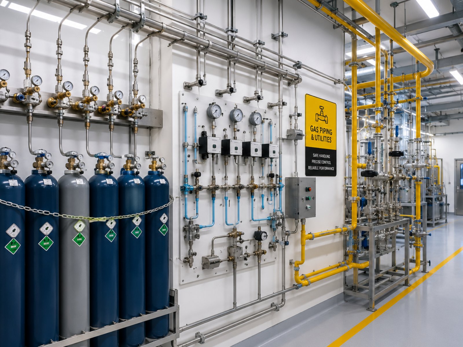 Laboratory gas distribution and control panel installation